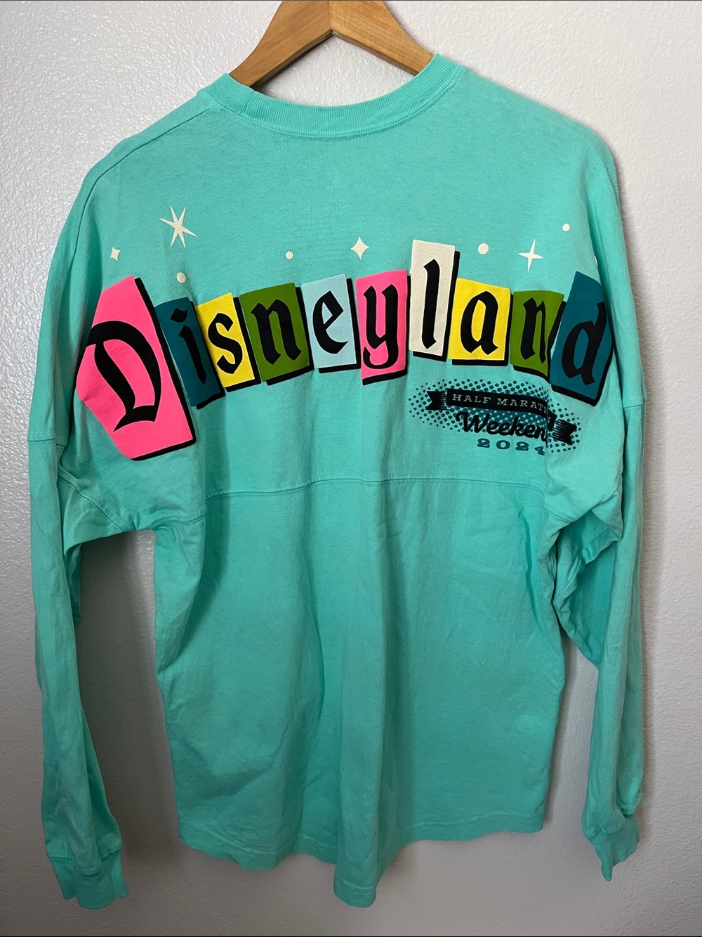Disneyland retro letters half marathon weekend 2024 turquoise spirit jersey XS